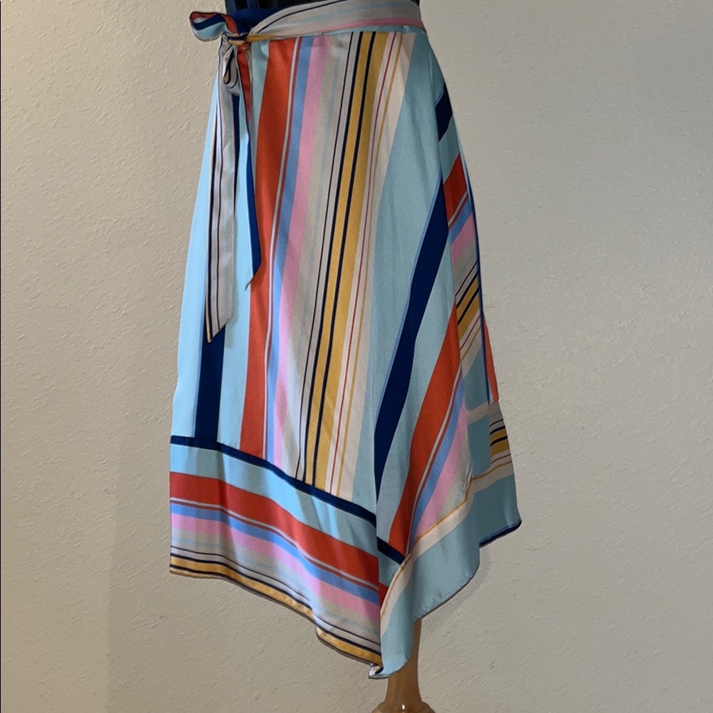 Striped Multicolor asymmetrical Wrap Skirt